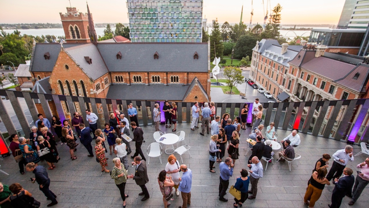 An event on the City of Perth Library Terrace