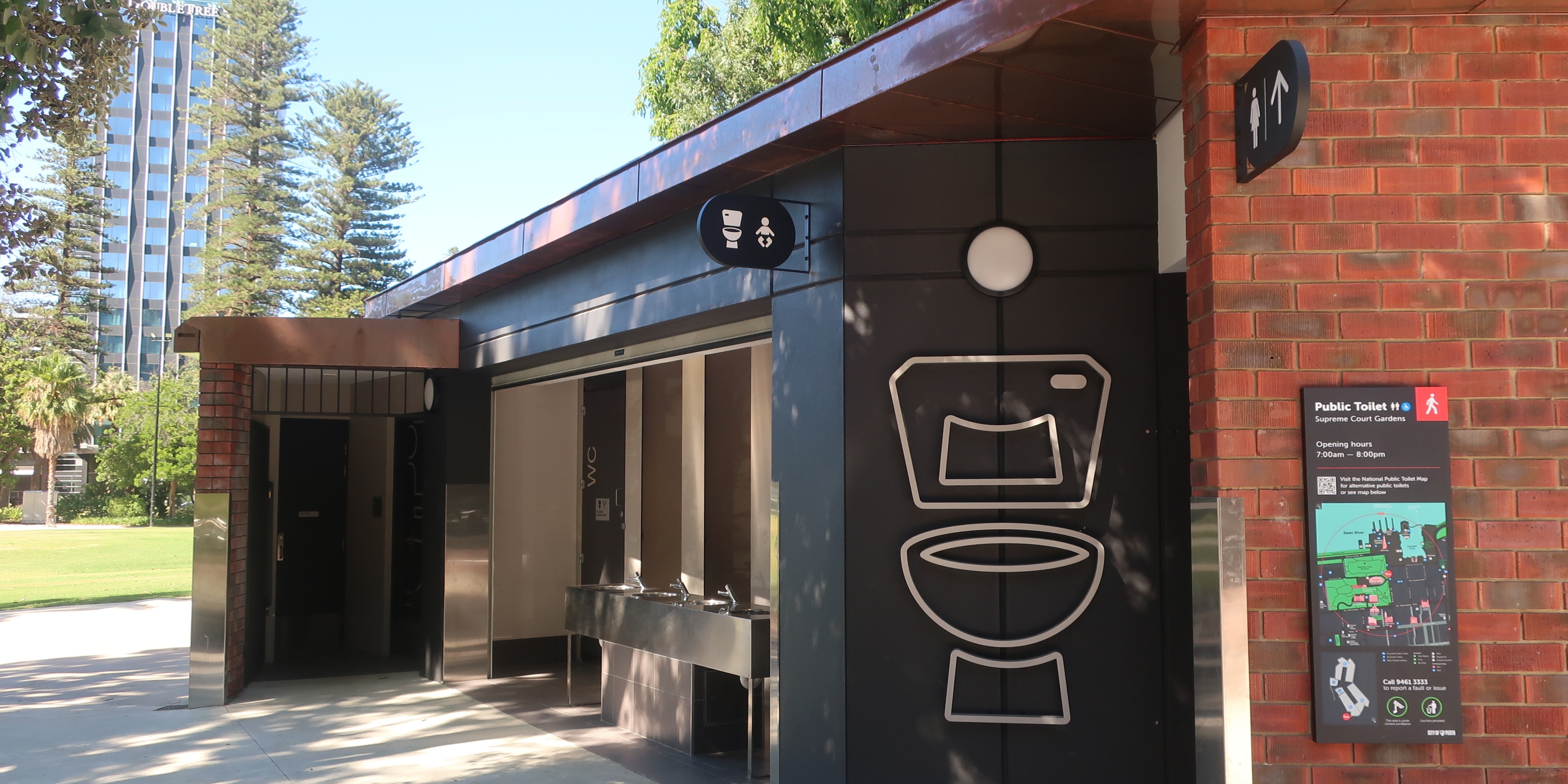 Supreme Court Gardens toilets with new wayfinding