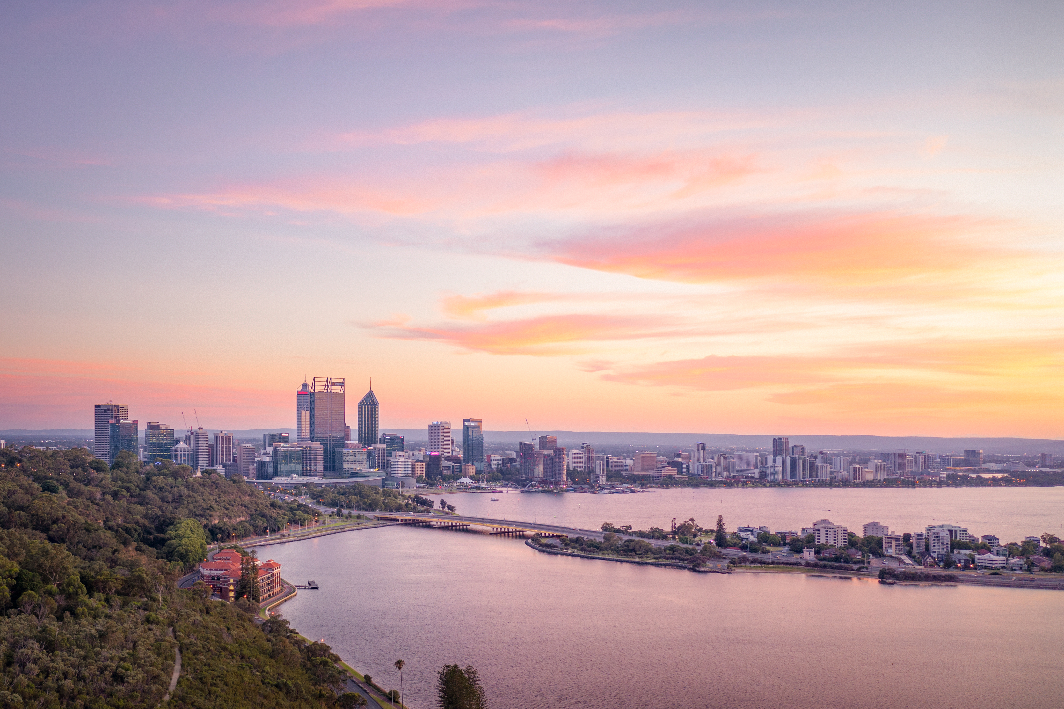 Aerial view of Perth city from Old Brewery