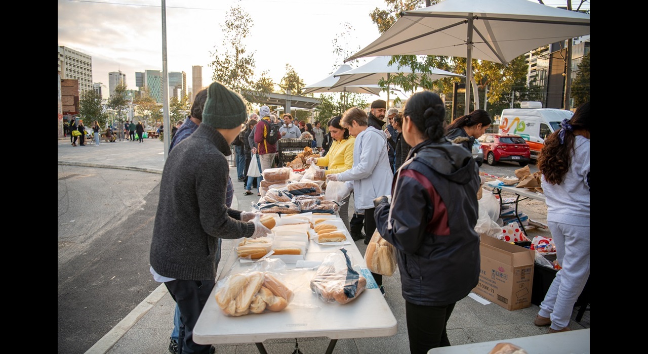 People providing food at Moore Street