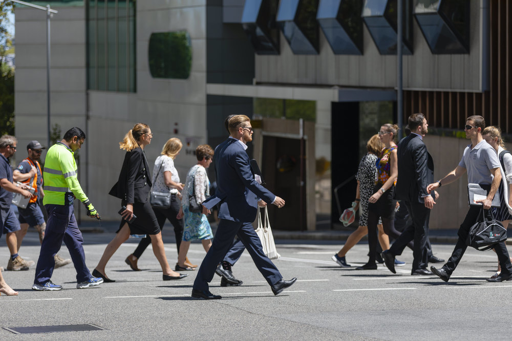People walking through the Perth CBD