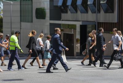 People walking through the Perth CBD