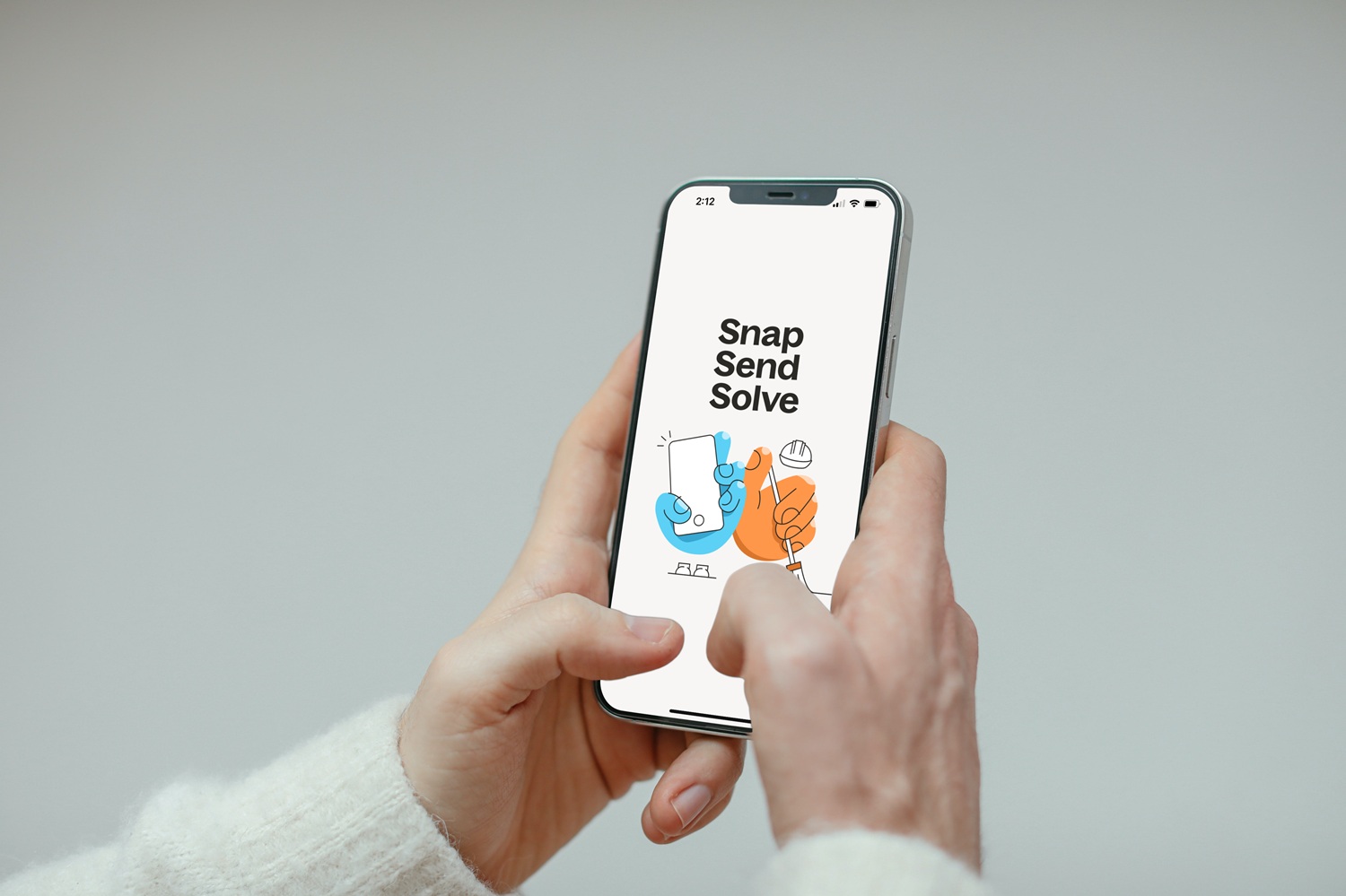Snap Send Solve - two hands holding phone