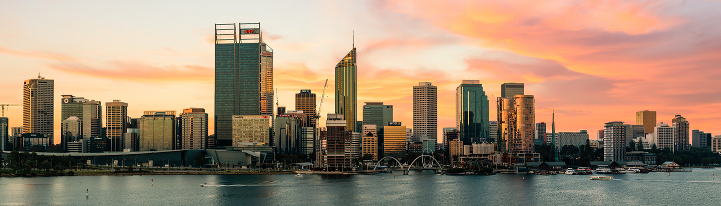 City of Perth Skyline Sunrise Header Banner