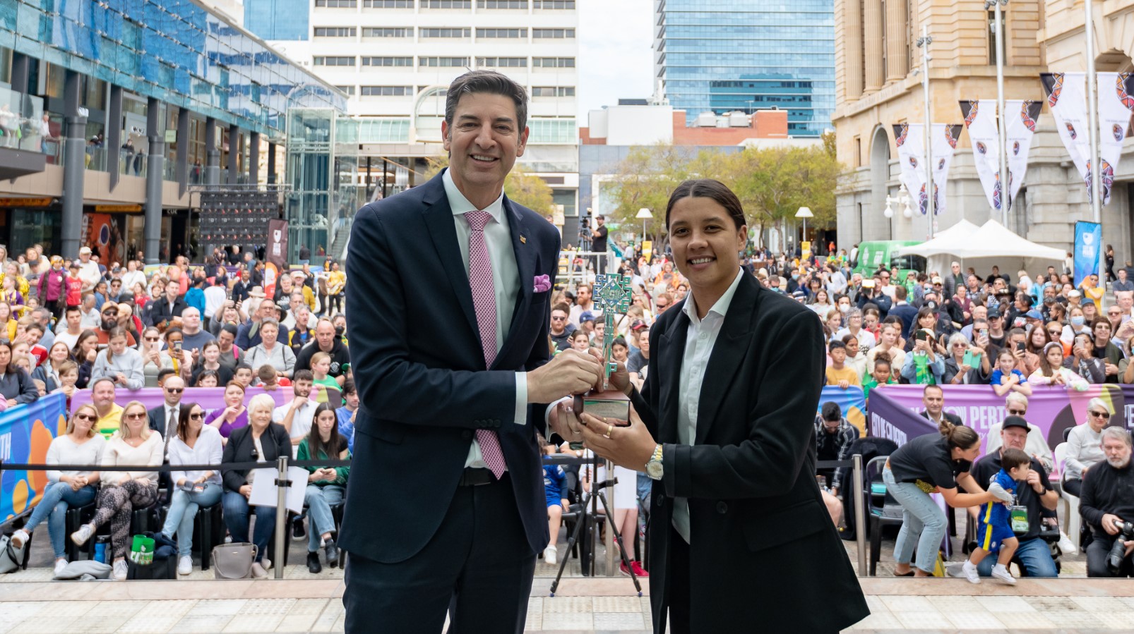 Lord Mayor Basil Zempilas and Sam Kerr