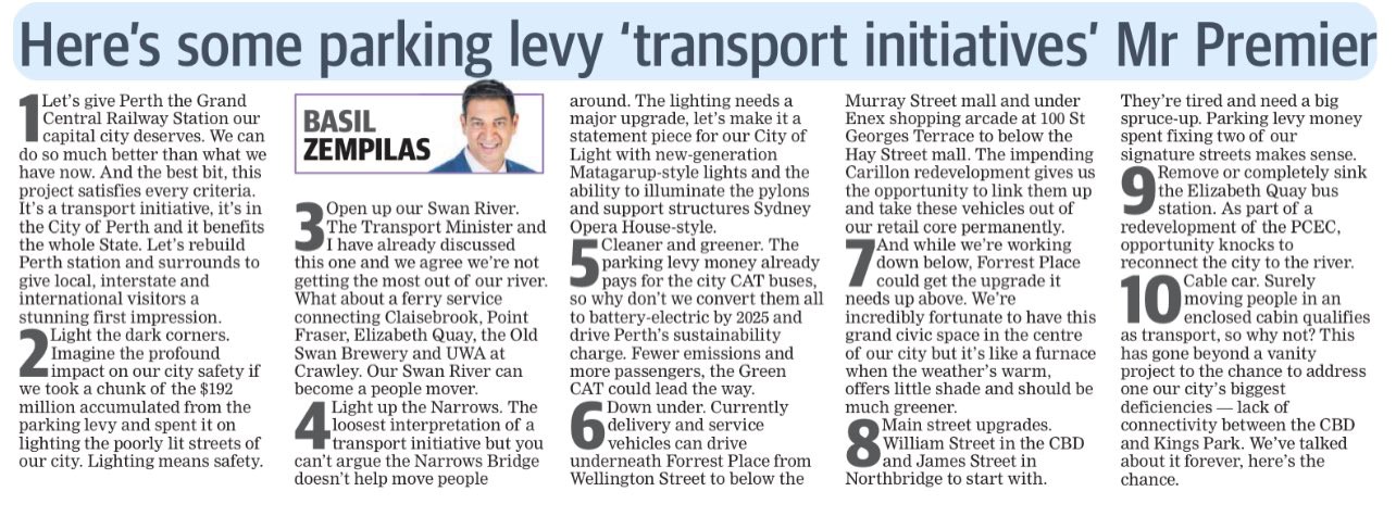 The West Top 10 by Lord Mayor Basil Zempilas