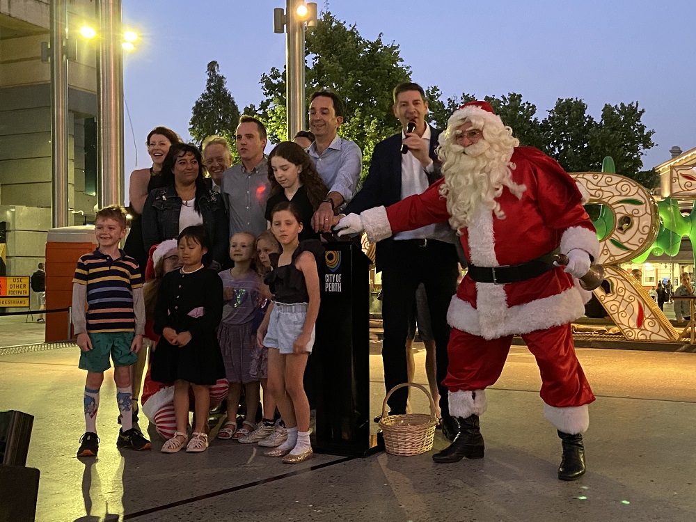 Christmas Lights being switched on in Forrest Place 