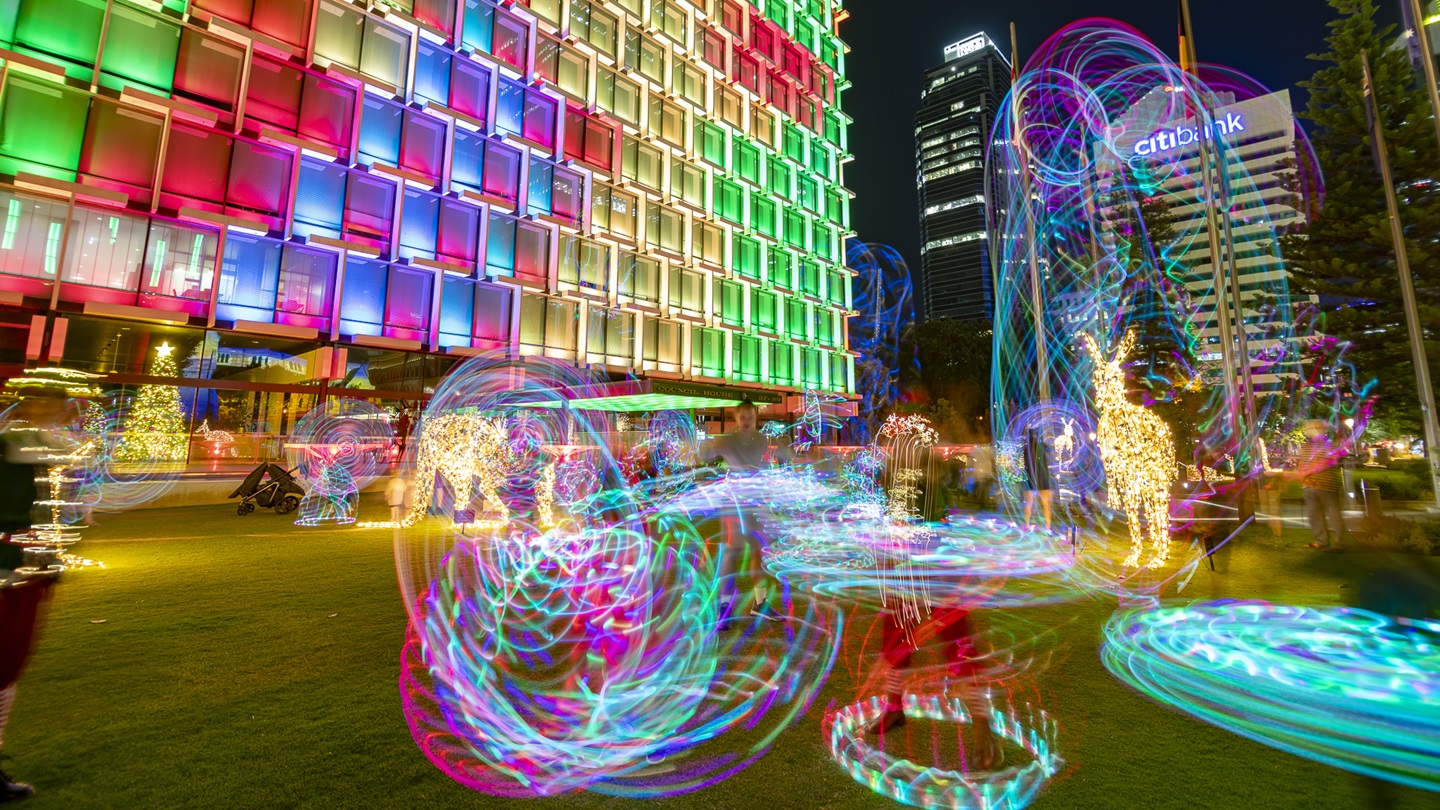 Christmas lights on the Council House lawns