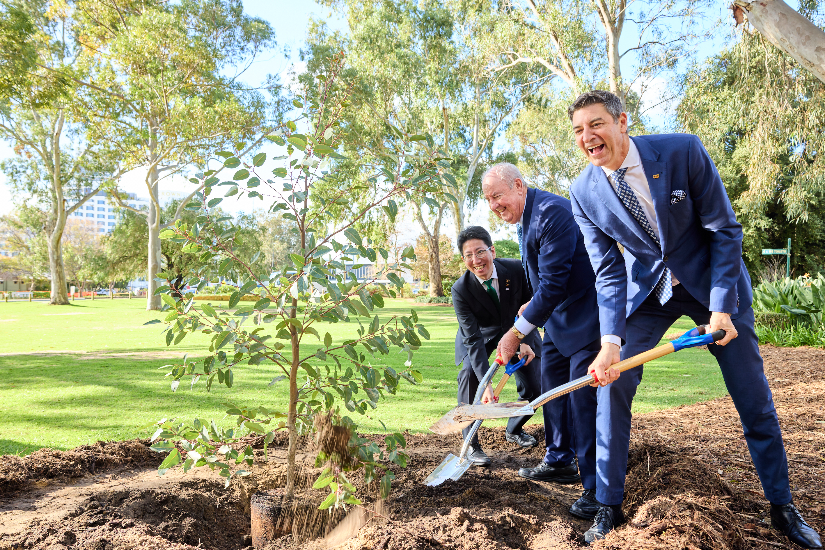 Tree planting ceremony with delegates from sister city Kagoshima