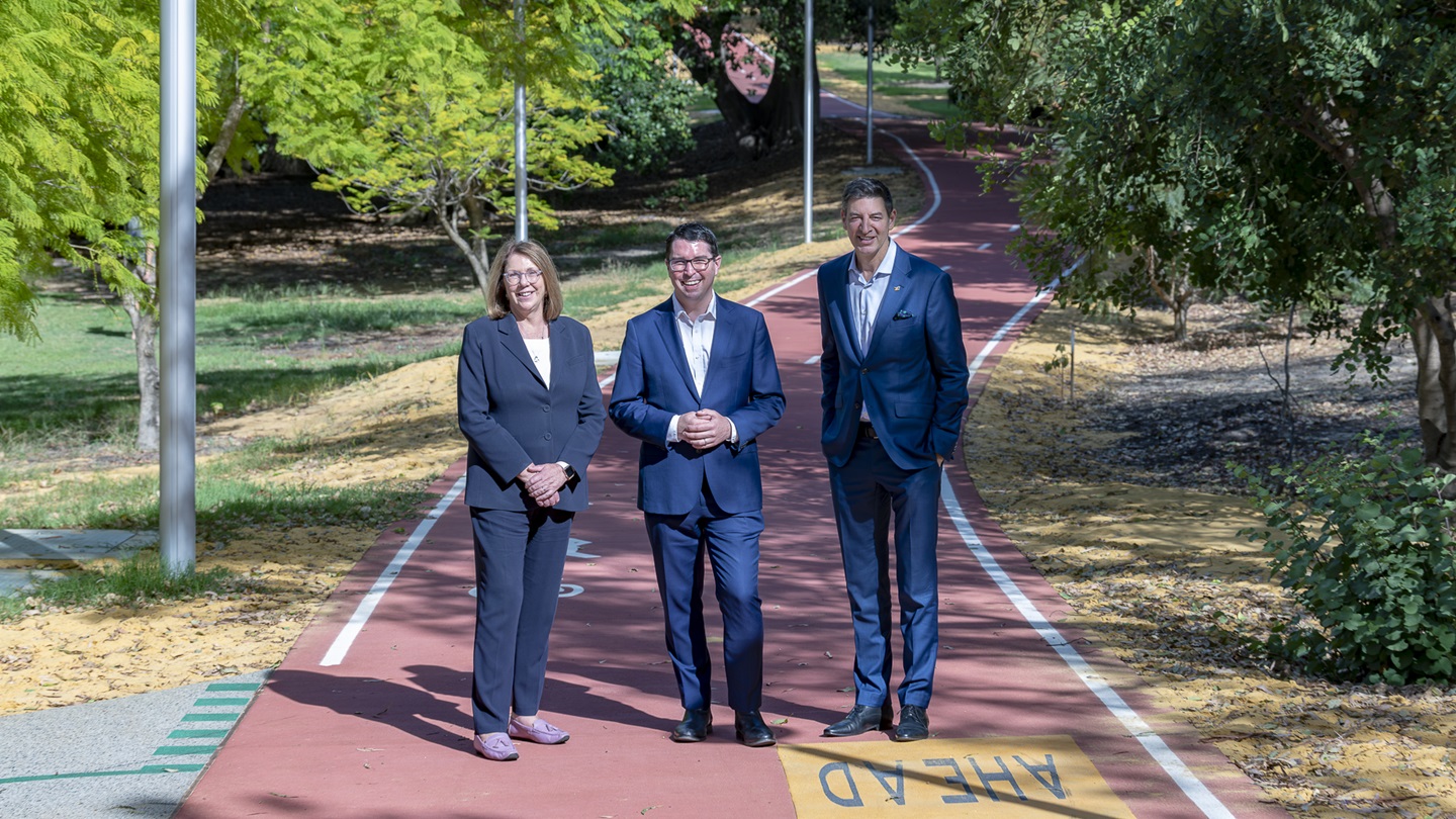 Catherine King, Patrick Gorman and Basil Zempilas at the newly opened Kings Park Share Path February 2024