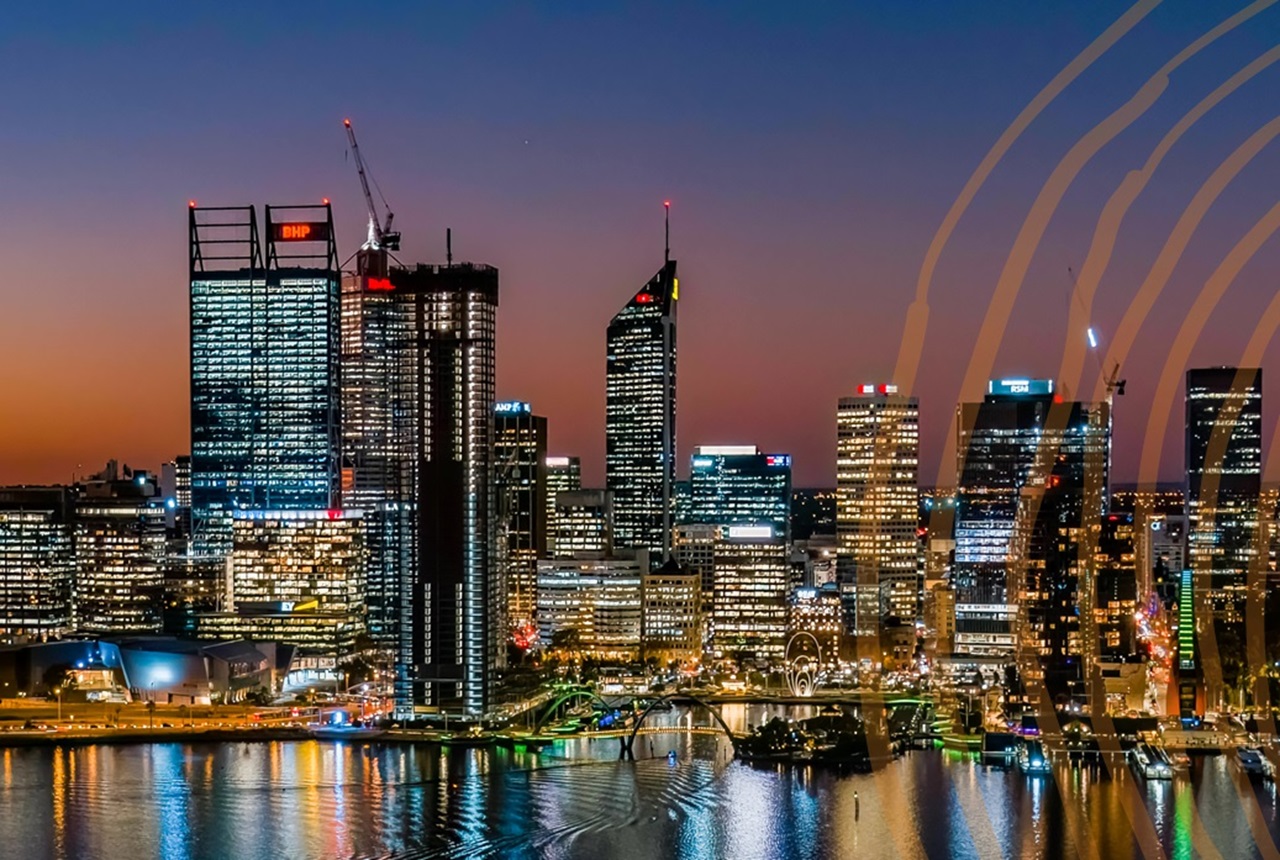 Perth City skyline at night