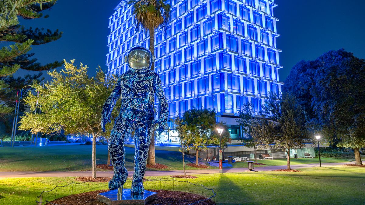 Boonji Spaceman sculpture in Stirling Gardens