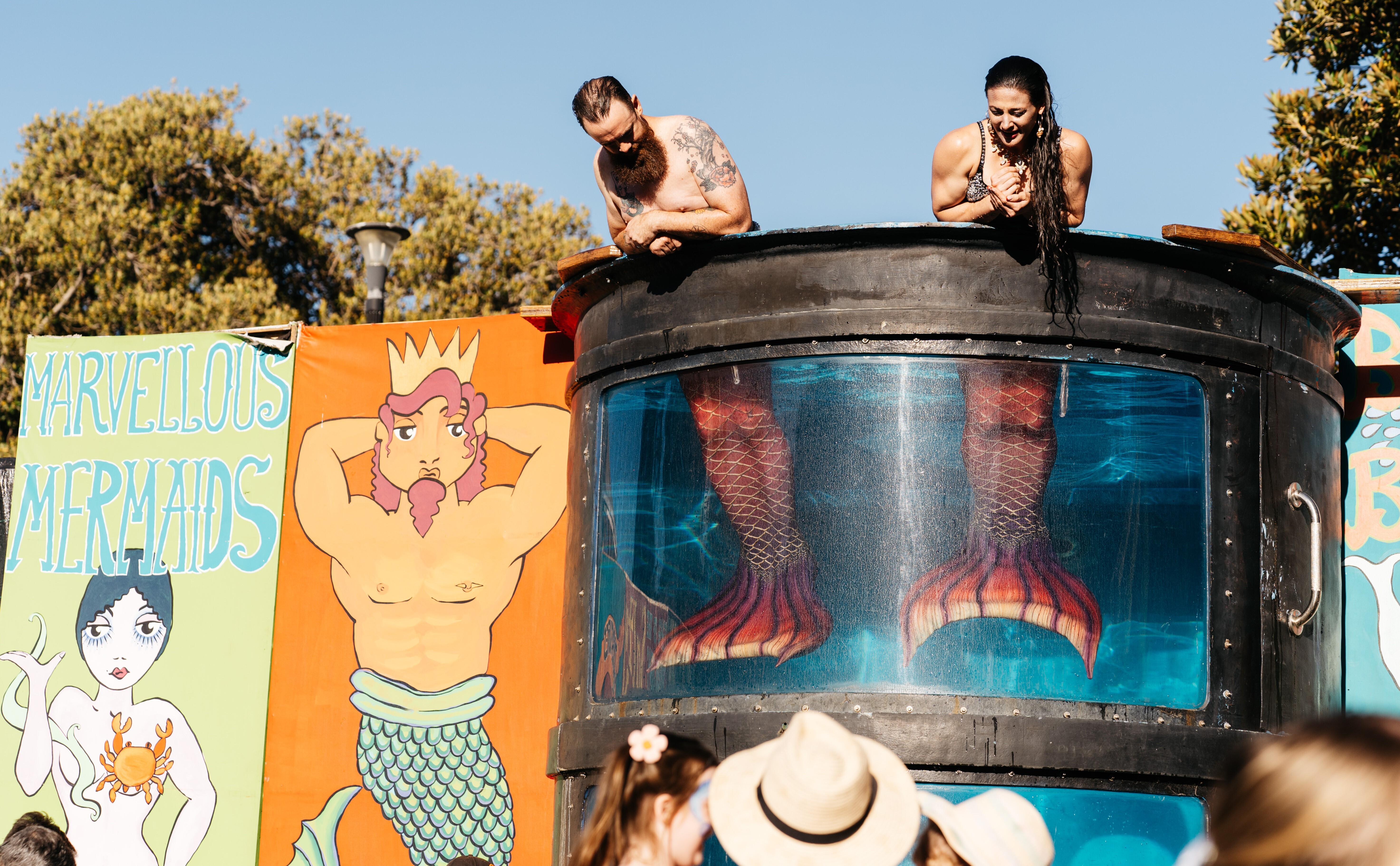 Artists performing as mermaids at Fringe World