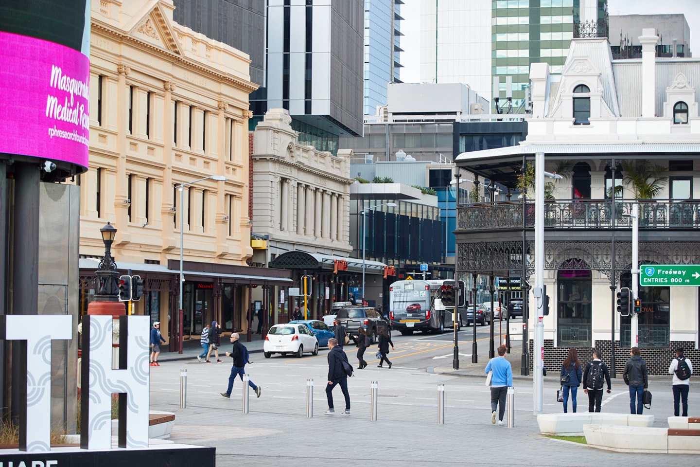 Perth street scene near Yagan Square and Wellington Street