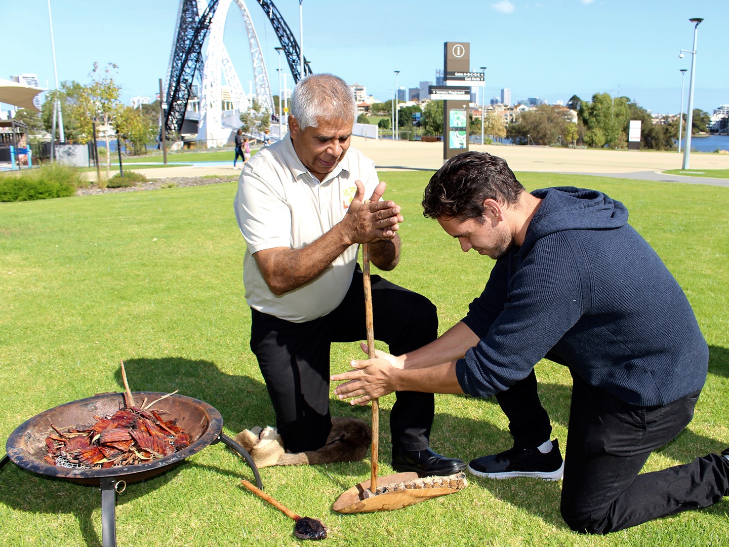 Aboriginal Tourism Academy participant and Nick Abraham from Warrang-Bridil