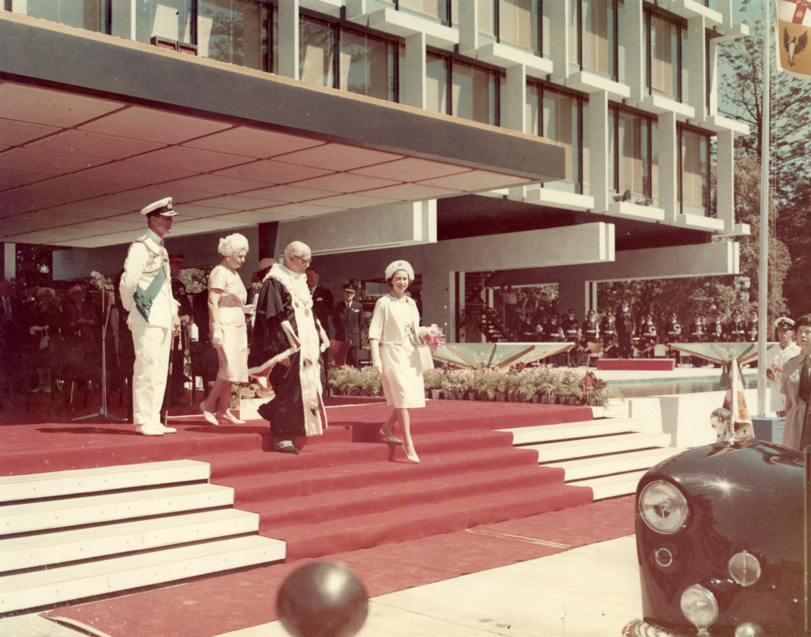 Old image from 1963 depicting the Queen and the Duke of Edinburgh officially opening Council House.