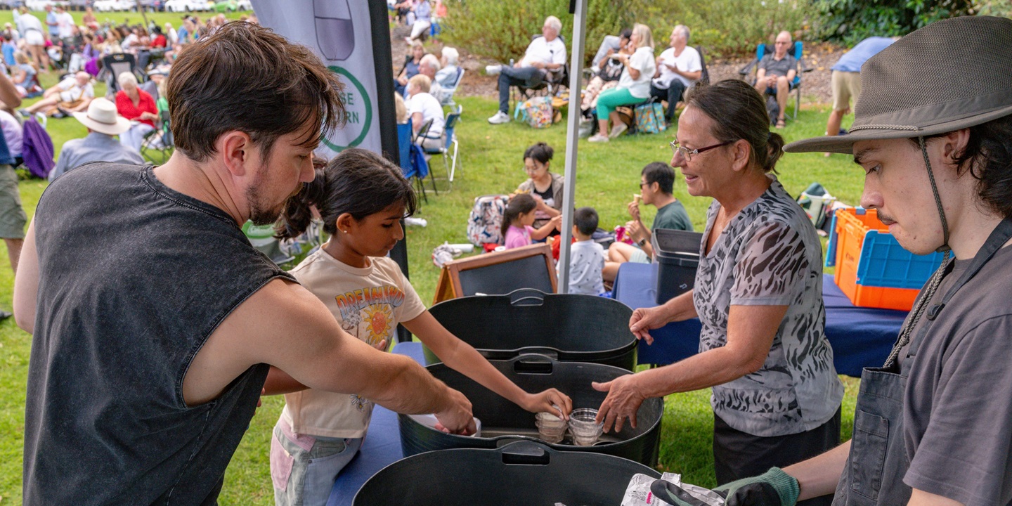 People using sustainable food containers