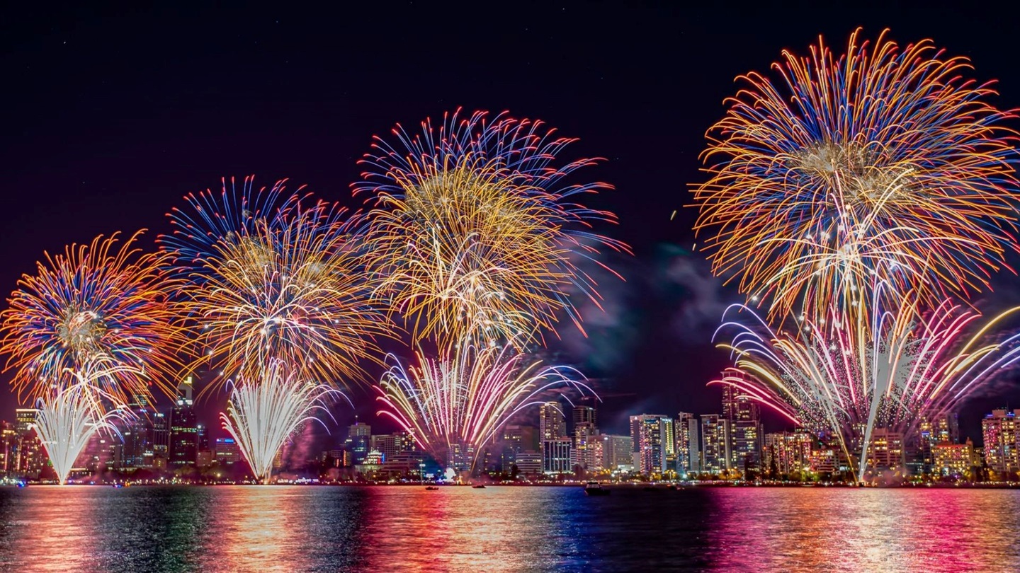 Fireworks over the Swan River