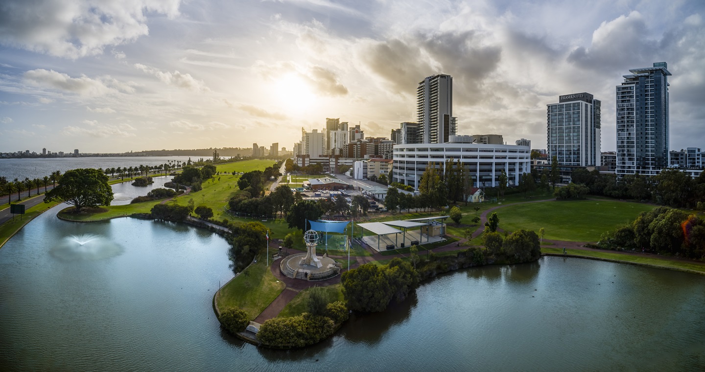 Picture of Lake Vasto looking beautiful and blue at Ozone Reserve with City building in the background