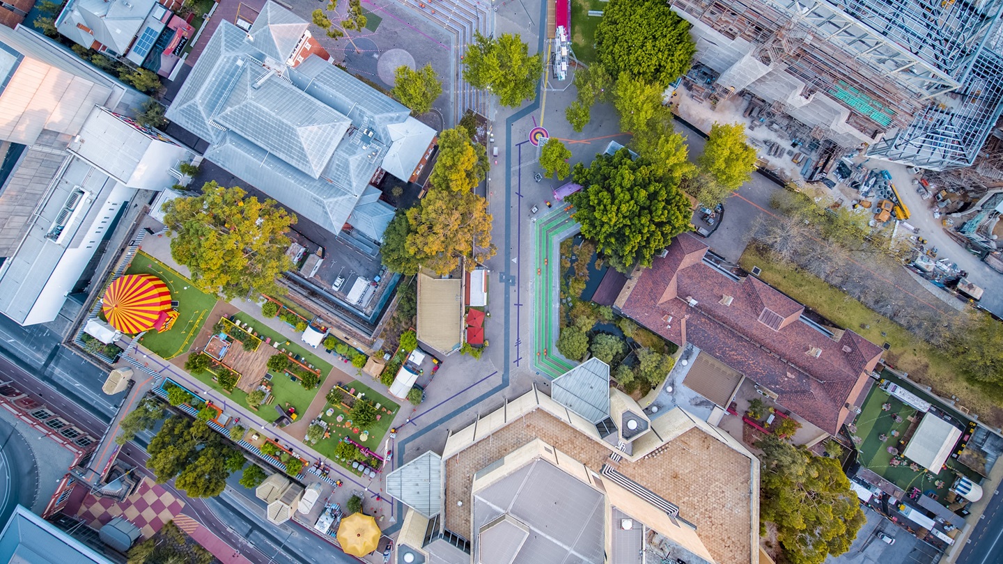 An aerial view of Perth City