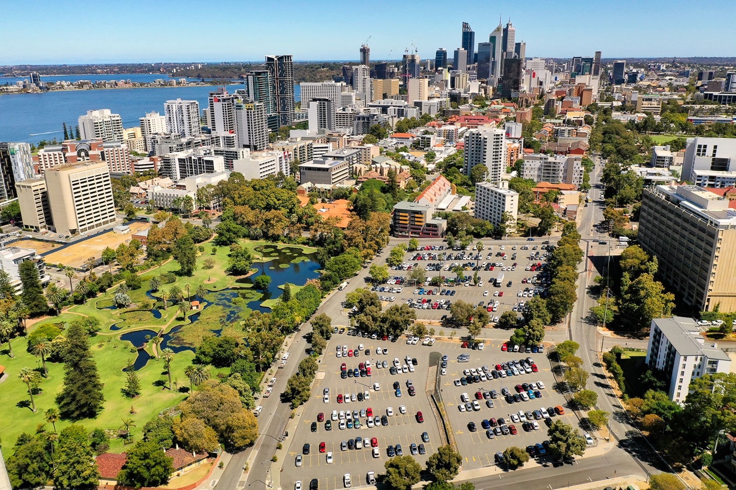 Queens garden and carpark