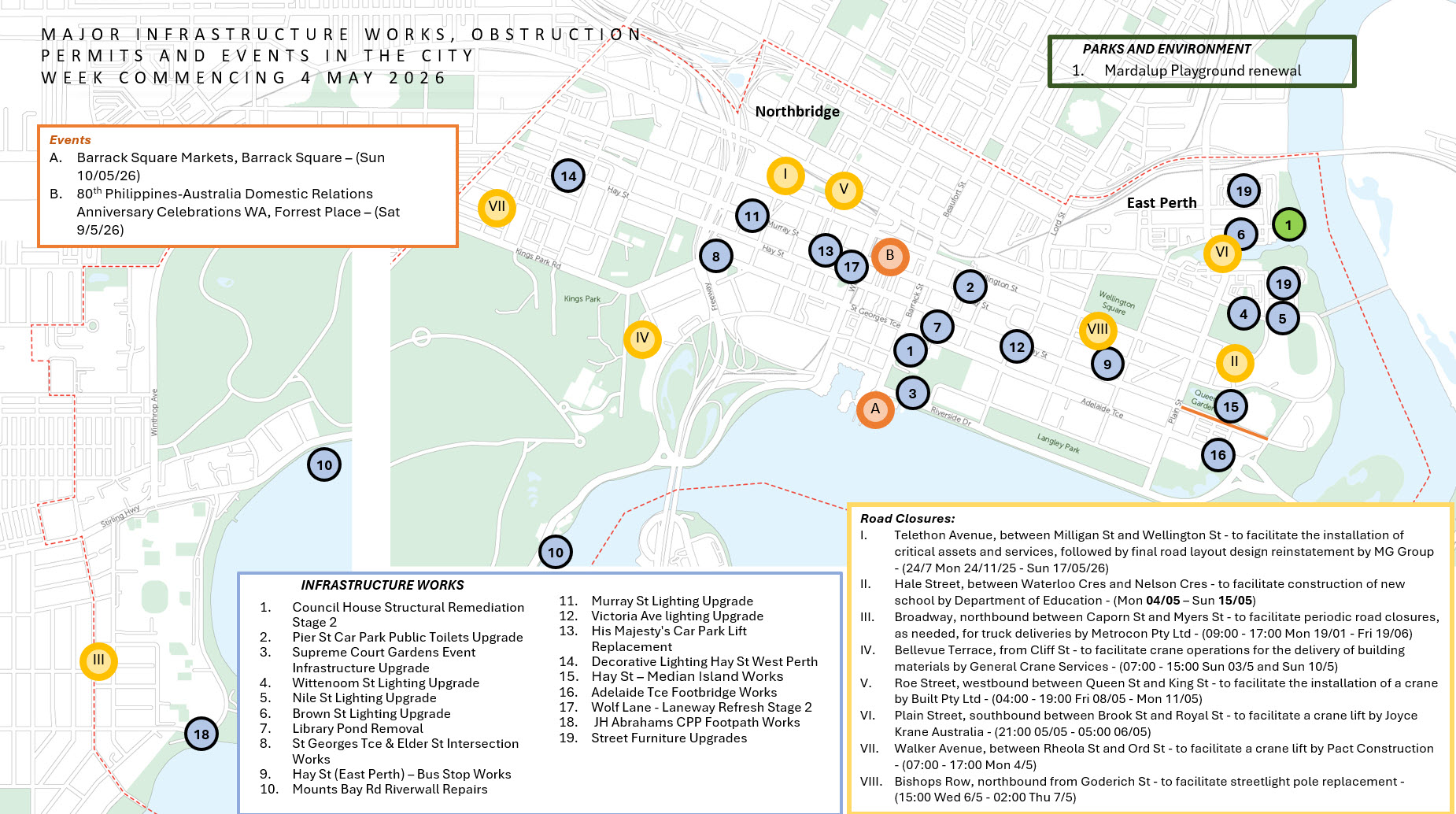 Major Infrastructure Works - 4 May 2026