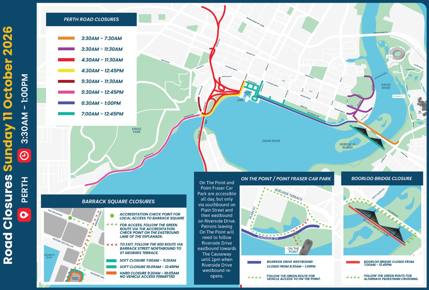 Road Closure - EVENT - Perth Running Festival - 11 October 2026