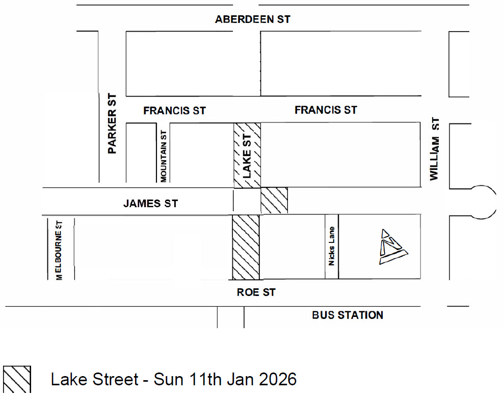 Road Closure - Lake Street Northbridge - 11 January 2026