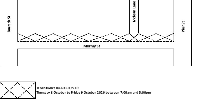 Road Closure - McLean Lane and Murray Street Perth - 8 and 9 October 2026
