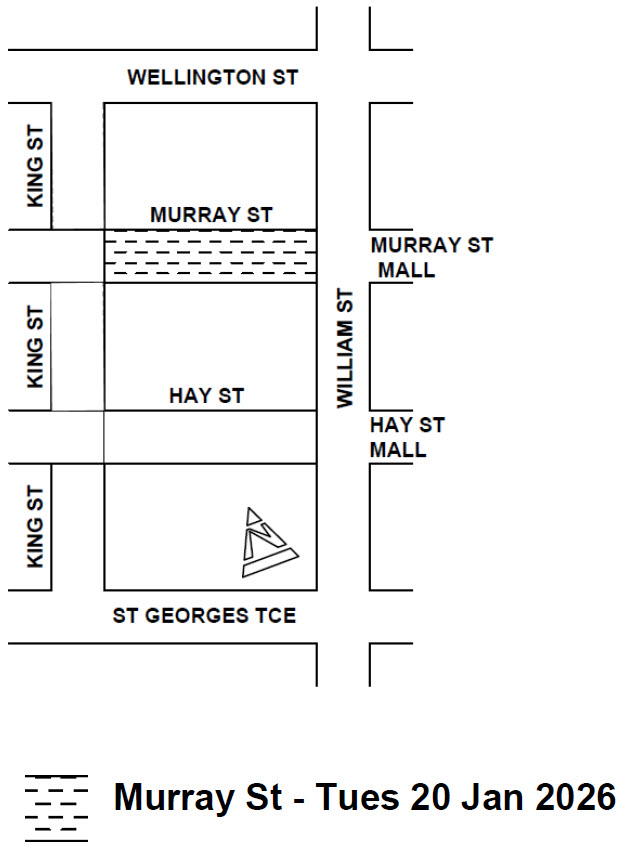 Road Closure - Murray Street Perth - 20 January 2026