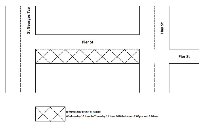 Road Closure - Pier Street Perth - 10  to 11 June 2026