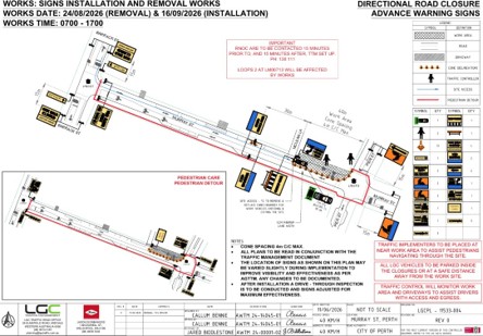 Road Closure - Pier Street Perth - 24 August and 16 September 2026