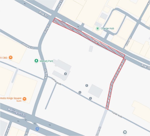Road Closure - Roe and Queen Streets Perth - 27 August 2026