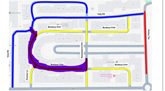 road closure - Bunbury Crescent East Perth - 11 May 2026