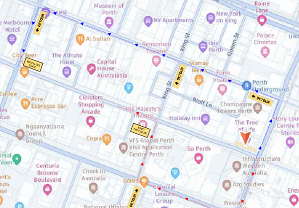 road closure - hay street- 7 to 9 July