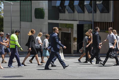 People walking through the Perth CBD